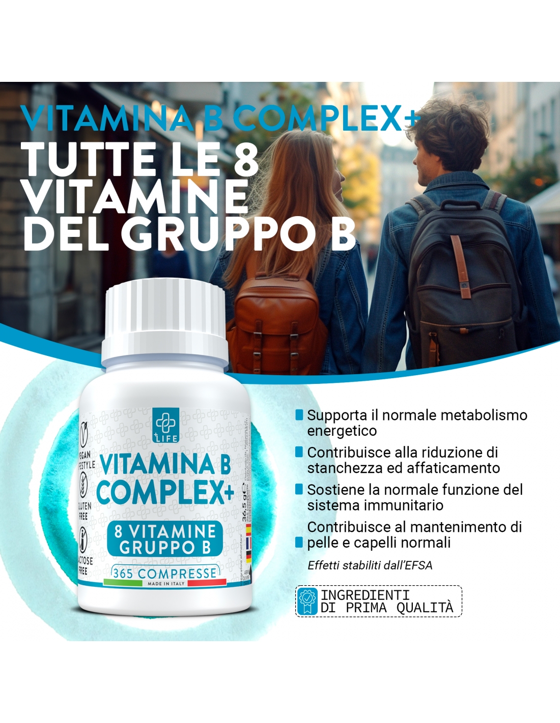 +LIFE Vitamina B Complex+ 365 Compresse - PiuLife